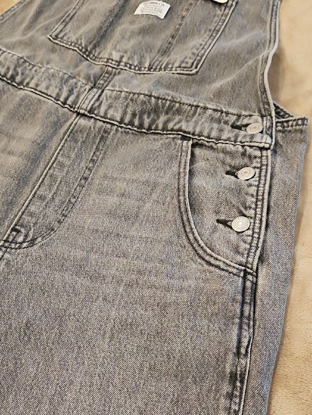 Levi's Gray Washed Denim Overalls - Picture 5 of 12